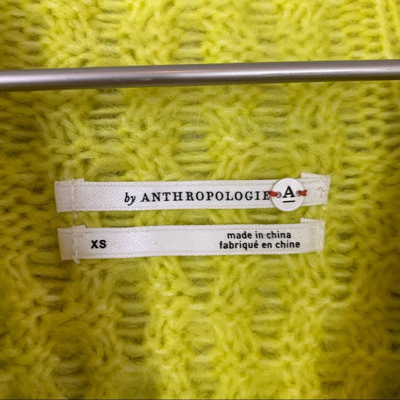 Anthropologie Bia Mock Neck Alpaca Blend Tunic Sweater in Neon Chartreuse XSMALL - Picture 11 of 13